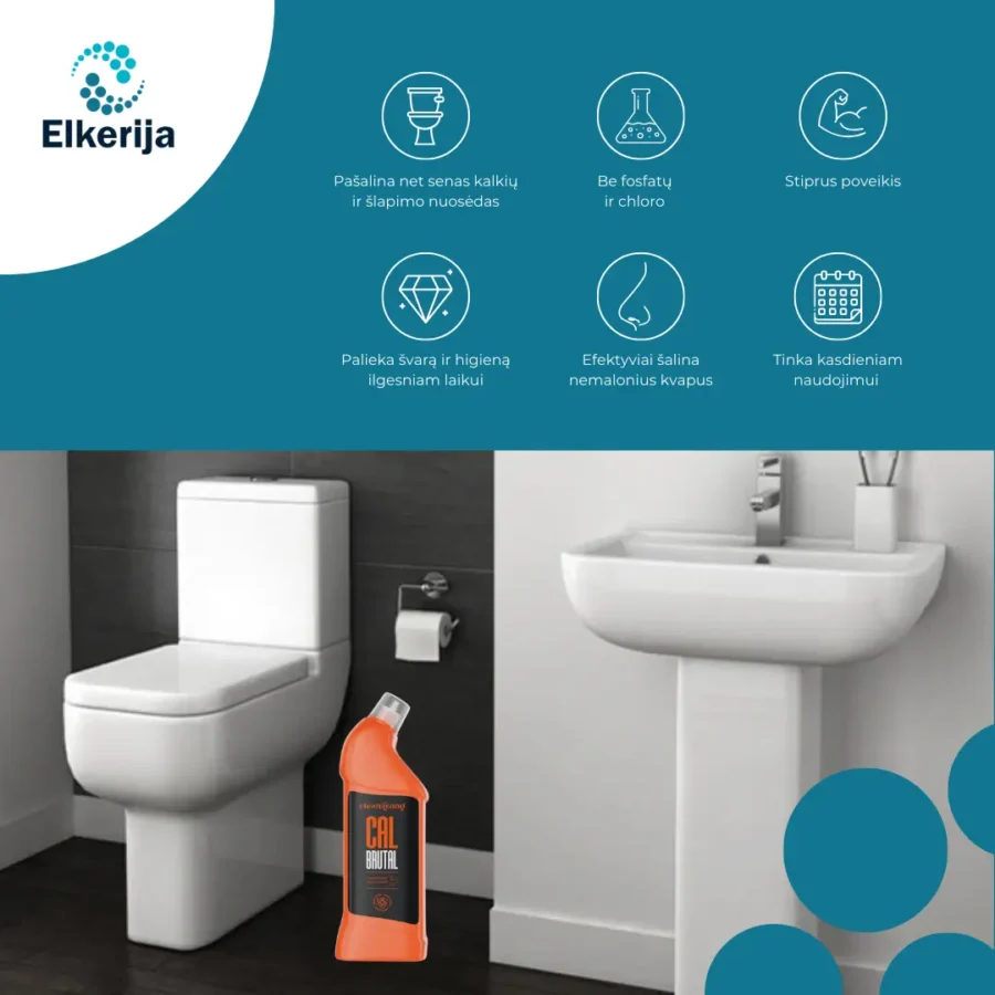 Cleangang WC valiklis „Cal Brutal" kalkių šalinimo gelis, 1000 ml