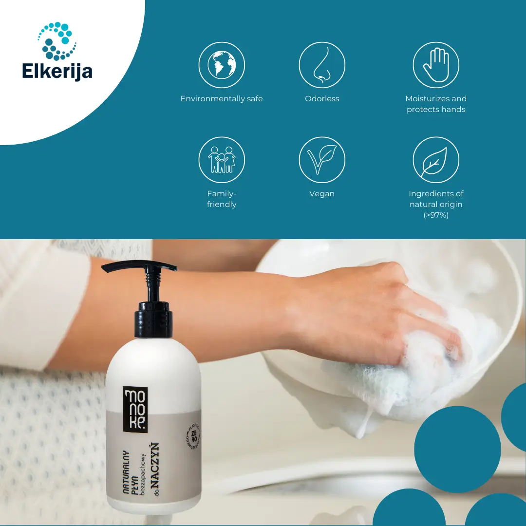 Monoke Natural Fragrance-Free Dishwashing Liquid, 500 ml