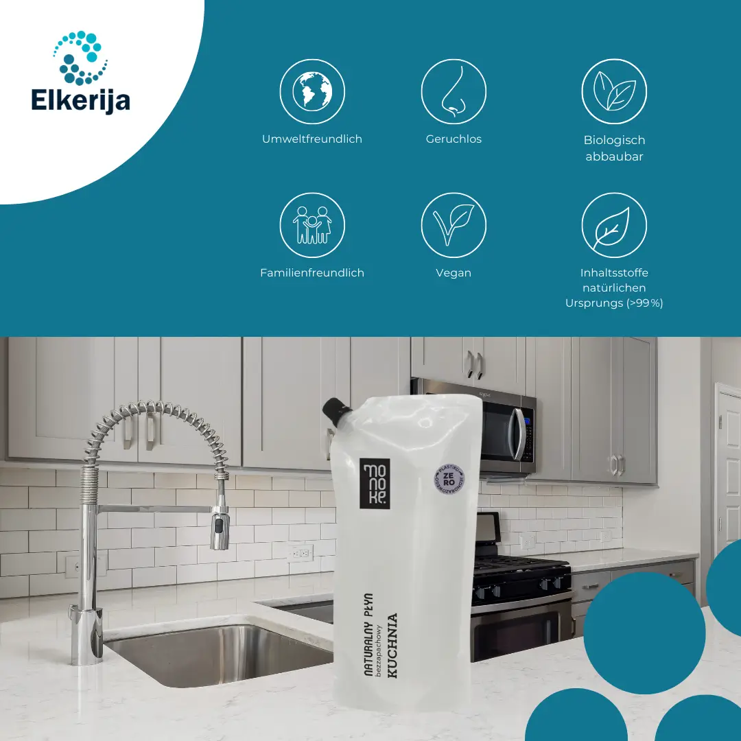 NACHFÜLLUNG Monoke Natürliches Duftfreies Küchenreinigungsmittel, 500 ml