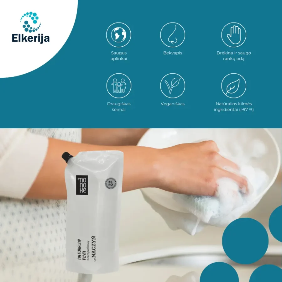 PAPILDYMAS Monoke natūralus bekvapis indų ploviklis, 500 ml