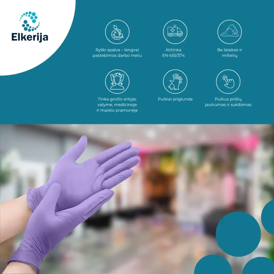 Nitrilinės vienkartinės pirštinės PGV-NIGL100, pak., 100 vnt.