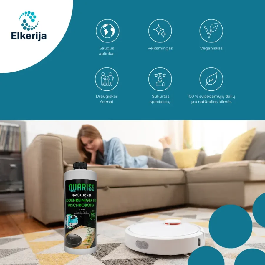 Quariss natūralus valiklis grindų plovimo robotams ir plaunantiems dulkių siurbliams, 1000 ml