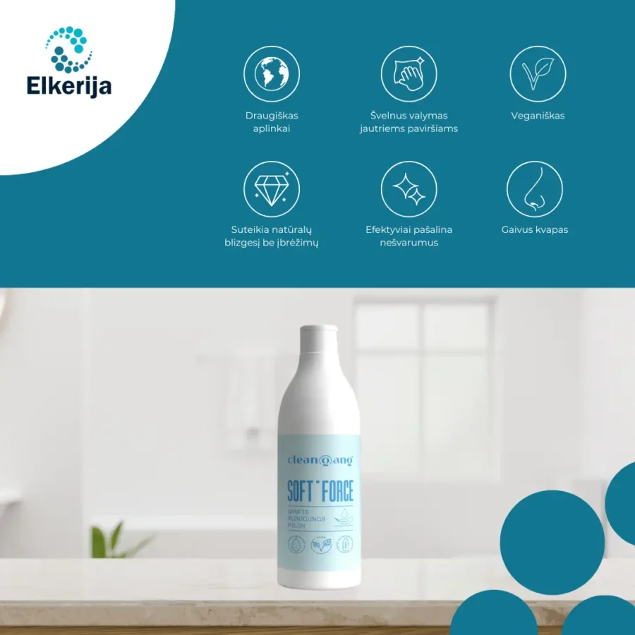 Cleangang Soft'Force švelnus valymo pienelis su mikro dalelėmis, 500 ml