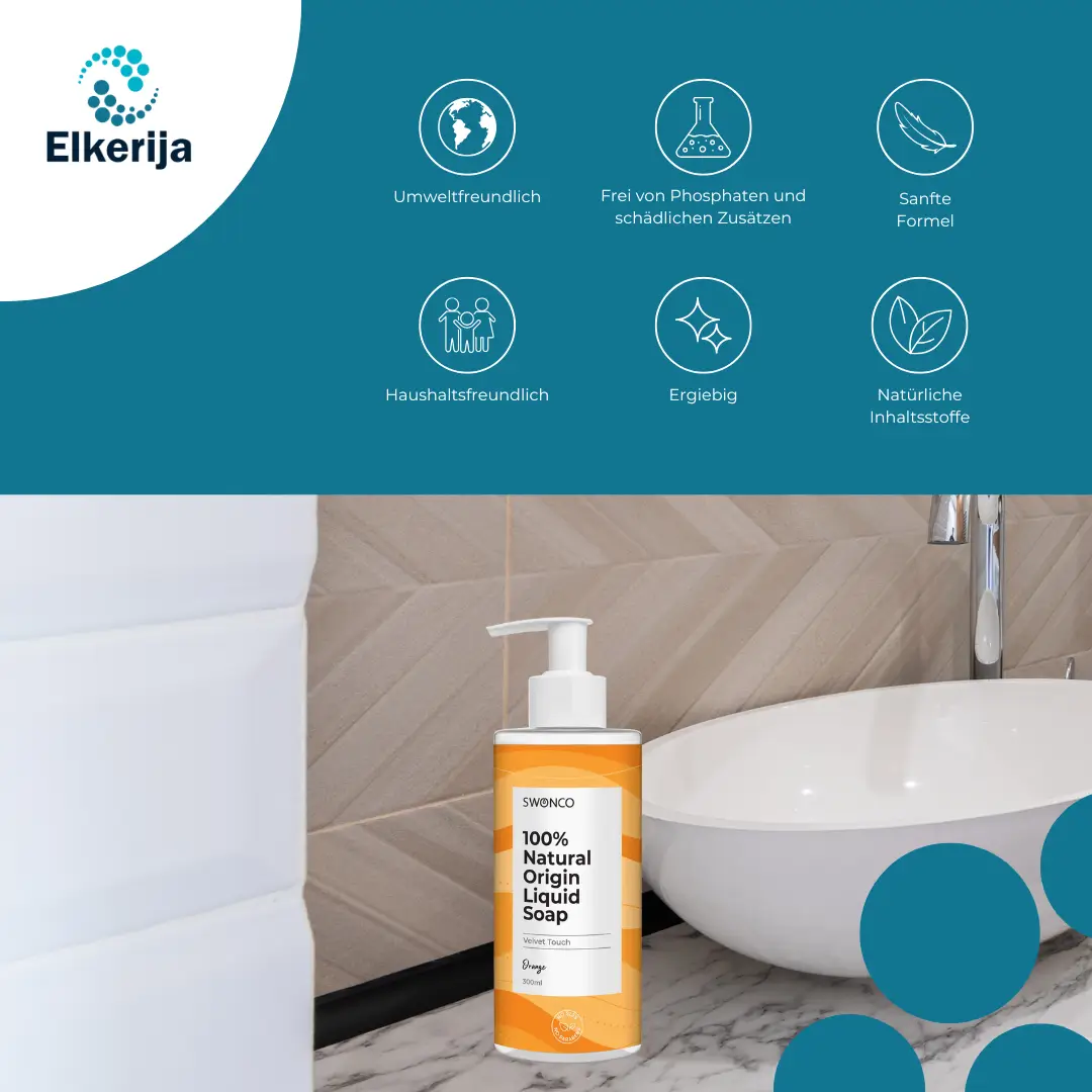 Swonco Natürliches Flüssigseife , 300 ml (100 % Natürlichen Ursprungs, Mit nöl Beduftet)
