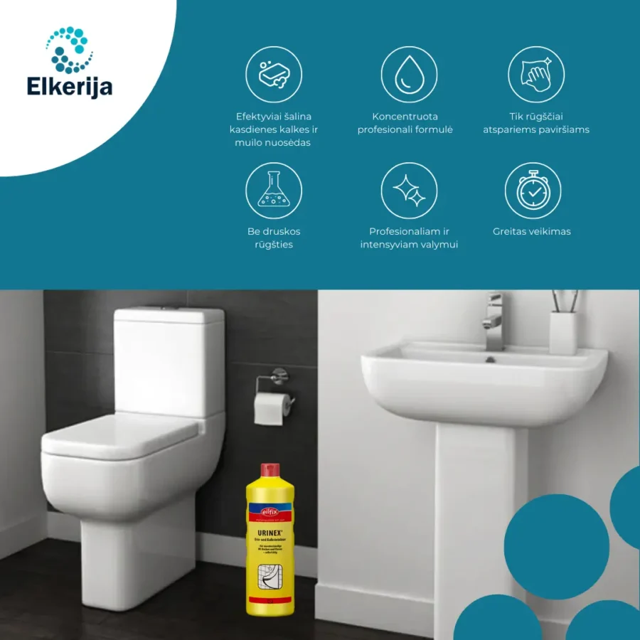 Urinex stiprus sanitarinis valiklis nuo šlapimo akmens ir kalkių, 1000 ml