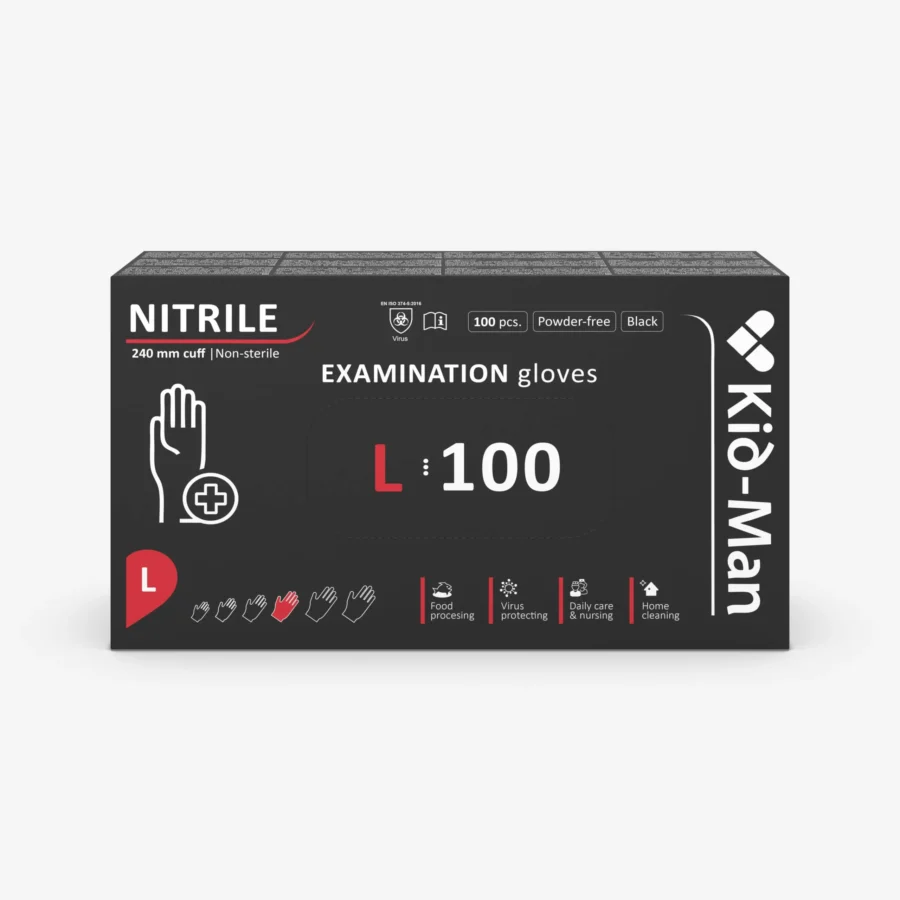 Kid-Man® NIGL100BK disposable nitrile gloves, pack of 100 pcs